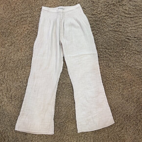 LOTUS AND LUNA Cream Wide Leg Cotton Pants In Women's Size S/M - Picture 3 of 9